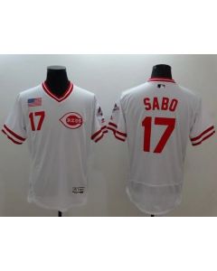 Reds #17 Chris Sabo White Flexbase Authentic Collection Cooperstown Stitched MLB Jersey