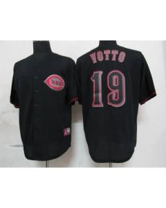 Reds #19 Joey Votto Black Fashion Stitched MLB Jersey