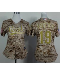 Reds #19 Joey Votto Camo Women's Alternate Cool Base Stitched MLB Jersey