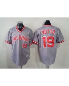 Reds #19 Joey Votto Grey 1991 Turn Back The Clock Stitched MLB Jersey