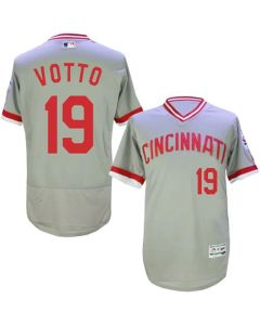 Reds #19 Joey Votto Grey Flexbase Authentic Collection Cooperstown Stitched MLB Jersey