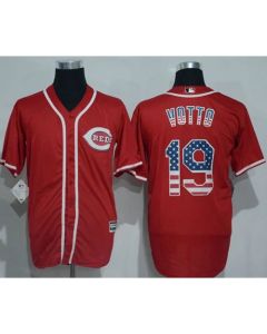 Reds #19 Joey Votto Red USA Flag Fashion Stitched MLB Jersey
