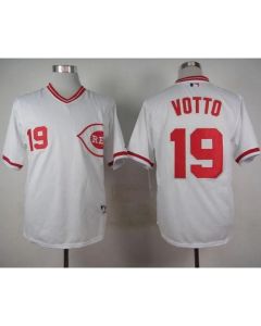Reds #19 Joey Votto White 1990 Turn Back The Clock Stitched MLB Jersey