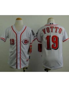 Reds #19 Joey Votto White Cool Base Stitched Youth MLB Jersey