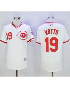 Reds #19 Joey Votto White Flexbase Authentic Collection Cooperstown Stitched MLB Jersey