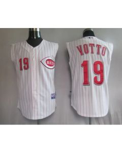 Reds #19 Joey Votto White Vest Style Stitched MLB Jersey