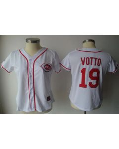 Reds #19 Joey Votto White Women's Fashion Stitched MLB Jersey
