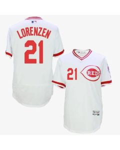 Reds #21 Michael Lorenzen White Flexbase Authentic Collection Cooperstown Stitched MLB Jersey
