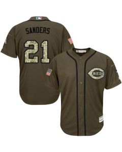 Reds #21 Reggie Sanders Green Salute to Service Stitched Youth MLB Jersey