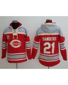 Reds #21 Reggie Sanders Red Sawyer Hooded Sweatshirt MLB Hoodie
