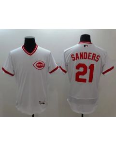 Reds #21 Reggie Sanders White Flexbase Authentic Collection Cooperstown Stitched MLB Jersey