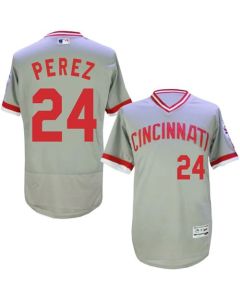 Reds #24 Tony Perez Grey Flexbase Authentic Collection Cooperstown Stitched MLB Jersey