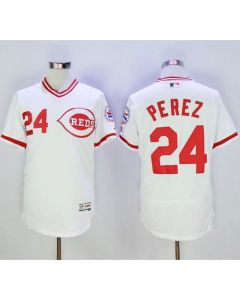 Reds #24 Tony Perez White Flexbase Authentic Collection Cooperstown Stitched MLB Jersey