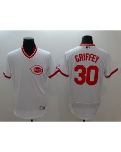 Reds #30 Ken Griffey White Flexbase Authentic Collection Cooperstown Stitched MLB Jersey