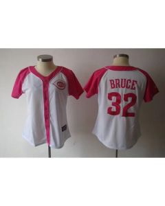 Reds #32 Jay Bruce White/Pink Women's Splash Fashion Stitched MLB Jersey