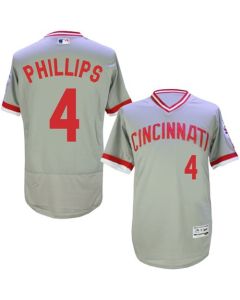 Reds #4 Brandon Phillips Grey Flexbase Authentic Collection Cooperstown Stitched MLB Jersey