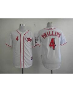 Reds #4 Brandon Phillips Stitched White MLB Jersey