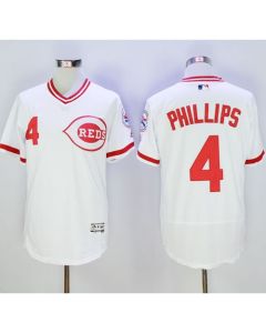 Reds #4 Brandon Phillips White Flexbase Authentic Collection Cooperstown Stitched MLB Jersey