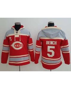 Reds #5 Johnny Bench Red Sawyer Hooded Sweatshirt MLB Hoodie