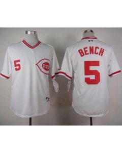 Reds #5 Johnny Bench White 1990 Turn Back The Clock Stitched MLB Jersey