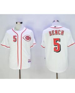 Reds #5 Johnny Bench White Cool Base Stitched MLB Jersey