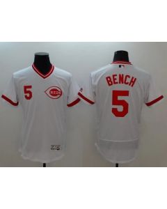 Reds #5 Johnny Bench White Flexbase Authentic Collection Cooperstown Stitched MLB Jersey