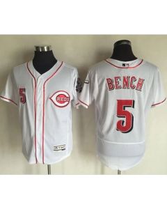 Reds #5 Johnny Bench White Flexbase Authentic Collection Stitched MLB Jersey