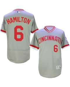 Reds #6 Billy Hamilton Grey Flexbase Authentic Collection Cooperstown Stitched MLB Jersey