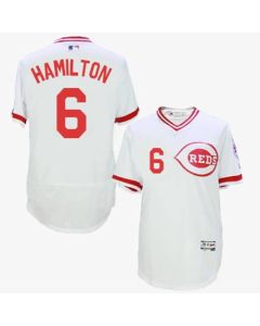 Reds #6 Billy Hamilton White Flexbase Authentic Collection Cooperstown Stitched MLB Jersey