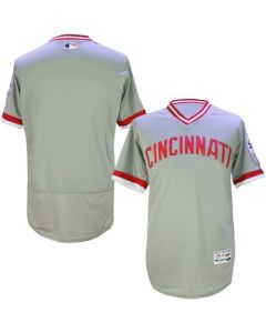 Reds Blank Grey Flexbase Authentic Collection Cooperstown Stitched MLB Jersey