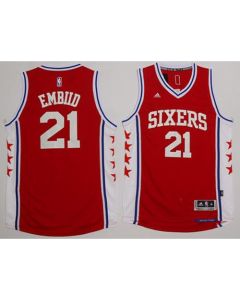 Revolution 30 76ers #21 Joel Embiid Red Stitched NBA Jersey