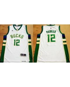 Revolution 30 Bucks #12 Jabari Parker White Stitched NBA Jersey