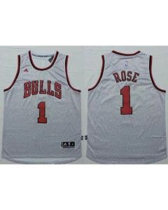 Revolution 30 Bulls #1 Derrick Rose Grey Stitched NBA Jersey