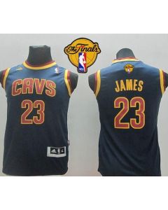 Revolution 30 Cavaliers #23 LeBron James Dark Blue The Finals Patch Stitched Youth NBA Jersey