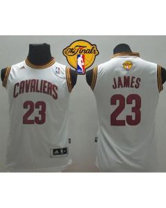 Revolution 30 Cavaliers #23 LeBron James White The Finals Patch Stitched Youth NBA Jersey