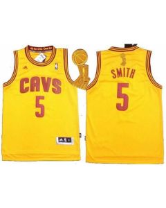 Revolution 30 Cavaliers #5 J.R. Smith Yellow The Champions Patch Stitched NBA Jersey