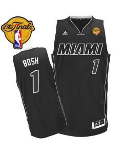 Revolution 30 Heat #1 Chris Bosh Black/White Finals Patch Stitched NBA Jersey