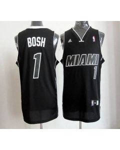 Revolution 30 Heat #1 Chris Bosh Black/White Stitched NBA Jersey