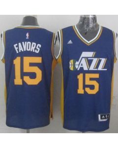 Revolution 30 Jazz #15 Derrick Favors Navy Blue Stitched NBA Jersey