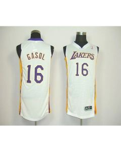 Revolution 30 Lakers #16 Pau Gasol White Stitched NBA Jersey