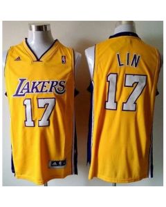 Revolution 30 Lakers #17 Jeremy Lin Gold Stitched Youth NBA Jersey