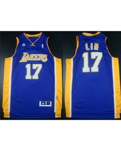 Revolution 30 Lakers #17 Jeremy Lin Purple Road Stitched NBA Jersey
