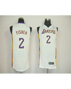 Revolution 30 Lakers #2 Derek Fisher White Stitched NBA Jersey