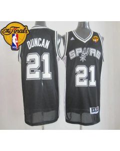 Revolution 30 Spurs #21 Tim Duncan Black Finals Patch Stitched NBA Jersey