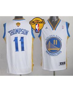 Revolution 30 Warriors #11 Klay Thompson White The Finals Patch Stitched NBA Jersey
