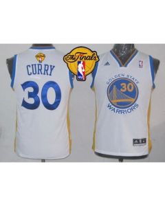 Revolution 30 Warriors #30 Stephen Curry White The Finals Patch Stitched Youth NBA Jersey