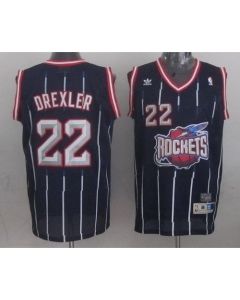 Rockets #22 Clyde Drexler Navy Throwback Stitched NBA Jersey