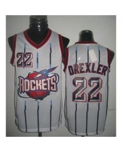 Rockets #22 Clyde Drexler White Throwback Stitched NBA Jersey
