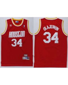 Rockets #34 Hakeem Olajuwon Red Throwback Stitched NBA Jersey