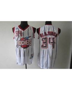 Rockets #34 Hakeem Olajuwon White Throwback Stitched NBA Jersey